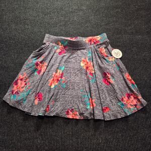 Heather Grey Skater Skirt Floral Print NWT Large